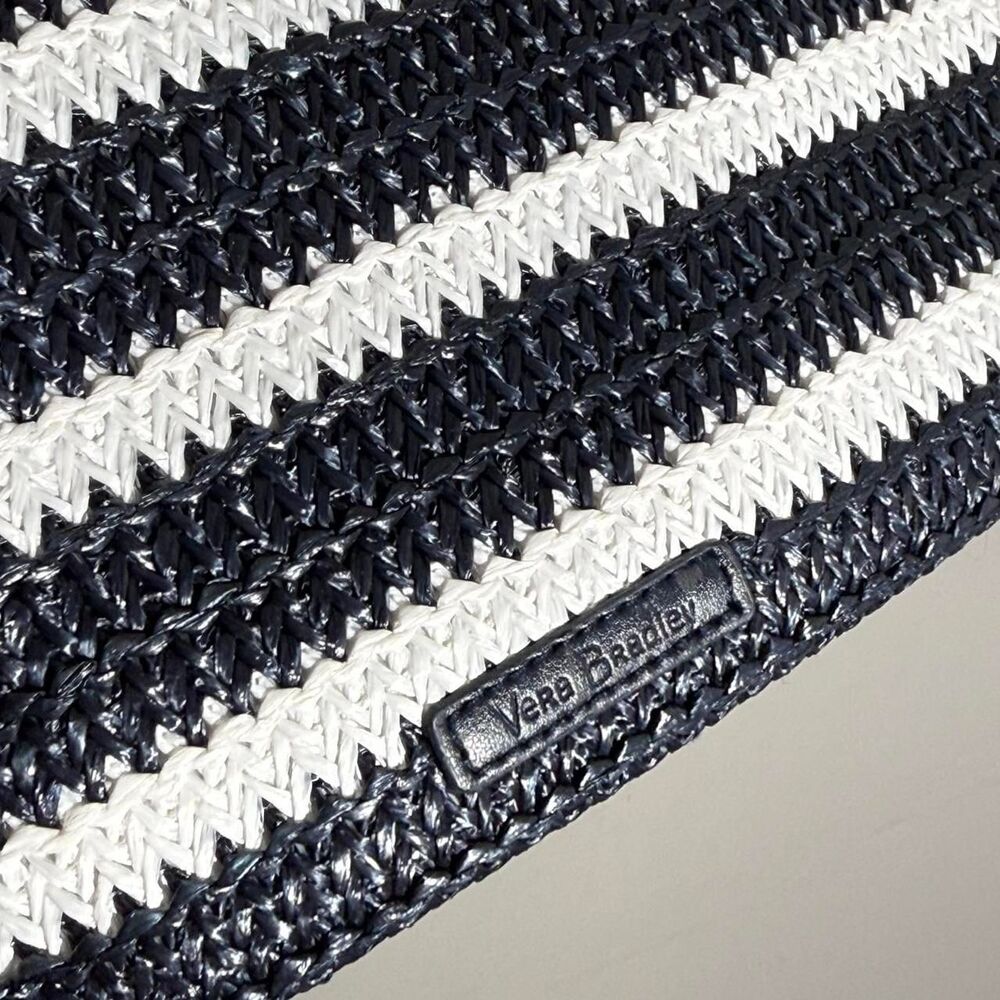 Vera Bradley Navy White Striped Straw Wristlet | Summer Sailboat Print - Picture 3 of 6